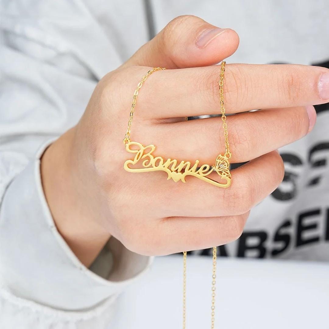 Whimsy Birth Butterfly Necklace with Name