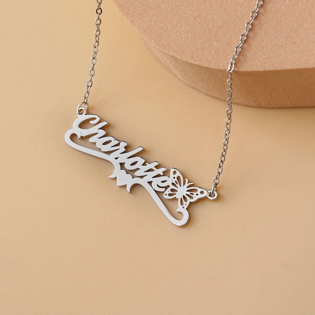Whimsy Birth Butterfly Necklace with Name