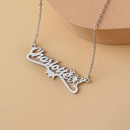 Whimsy Birth Butterfly Necklace with Name