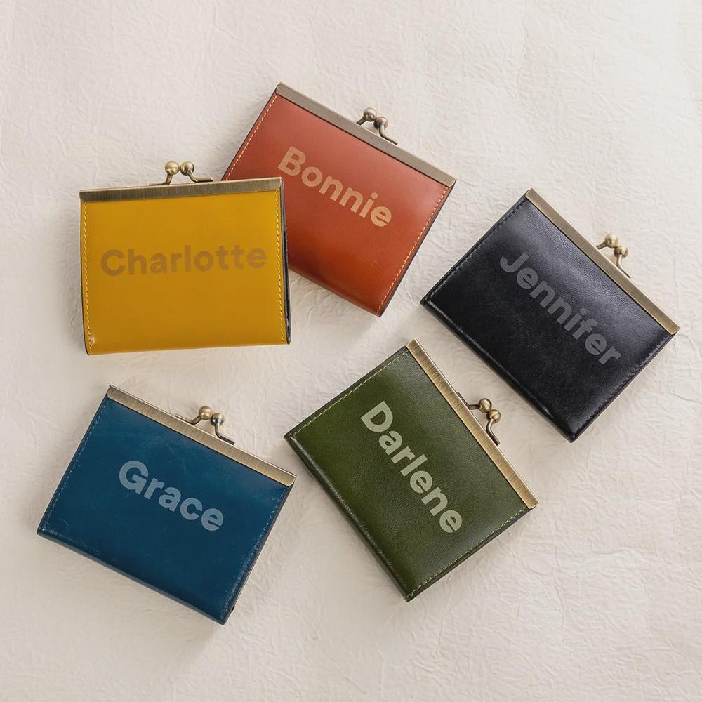 Custom Cowhide Leather Card Holder with Name