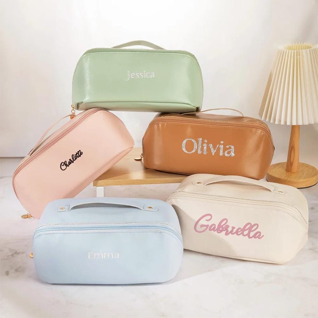 Custom Name Vegan Leather Toiletry Bag