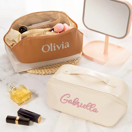 Custom Name Vegan Leather Toiletry Bag