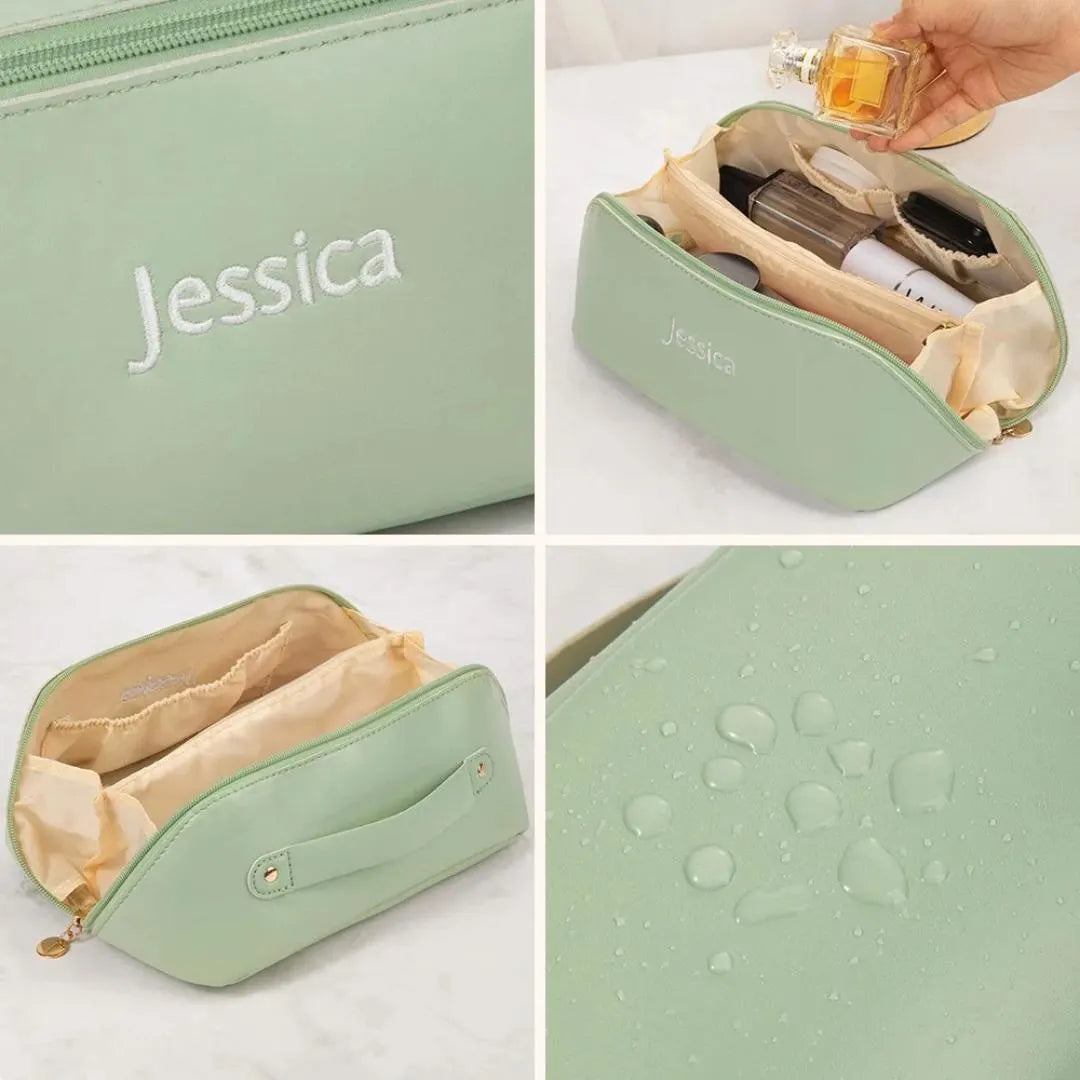 Custom Name Vegan Leather Toiletry Bag