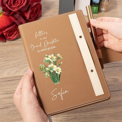 Personalisiertes Notizbuch mit Geburtsblume/Geburtsbaum, Erinnerungstagebuch mit Holzstift, Briefebuch an Enkel/Enkelin, Geschenk für Großeltern