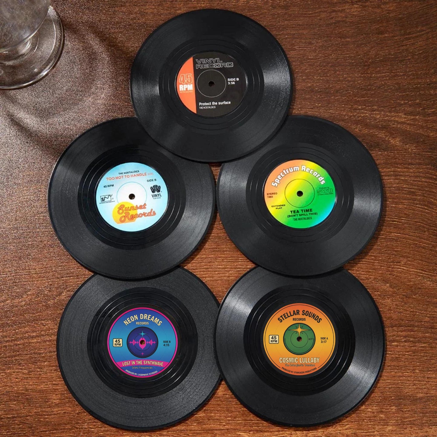 Custom Photo Mini Vinyl Record Coaster Set