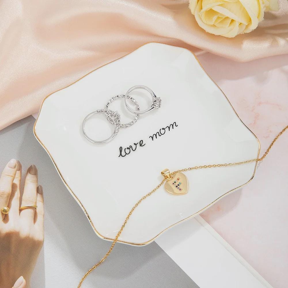Custom Ceramic Jewelry Dish with Text or Handwriting Photo