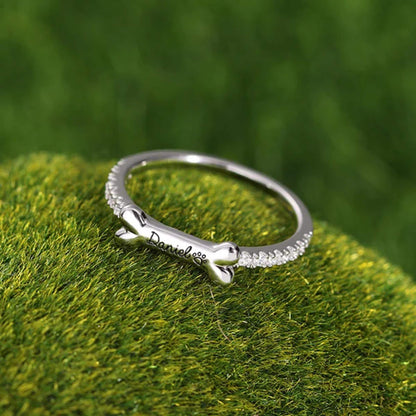 Personalized Bone Shaped Name Ring in Silver
