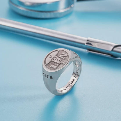Custom Caduceus Medical Ring, Personalized Doctor or Nurse Signet Ring
