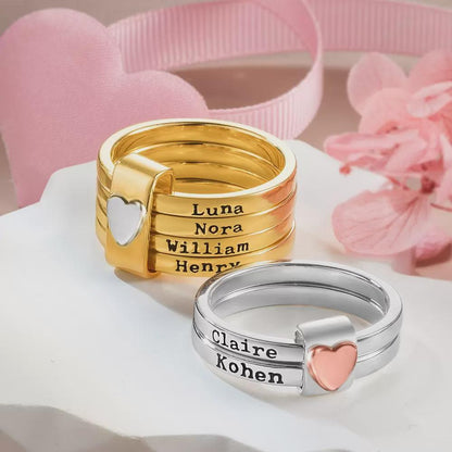 Custom Rustic Heart Stacking Rings