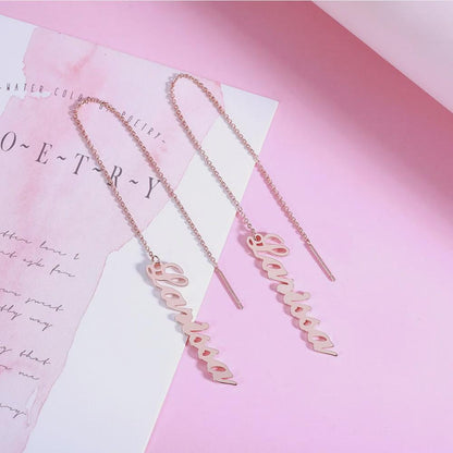 Custom Drop Earrings with Vertical Name