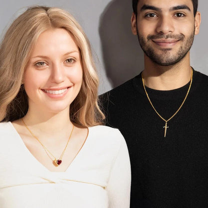 Custom Heart & Sword Necklace Set for Couples