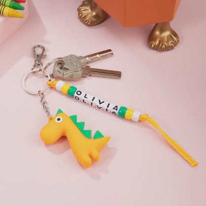 Custom Name Dinosaur Bead Keychain with Name