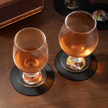 Custom Photo Mini Vinyl Record Coaster Set