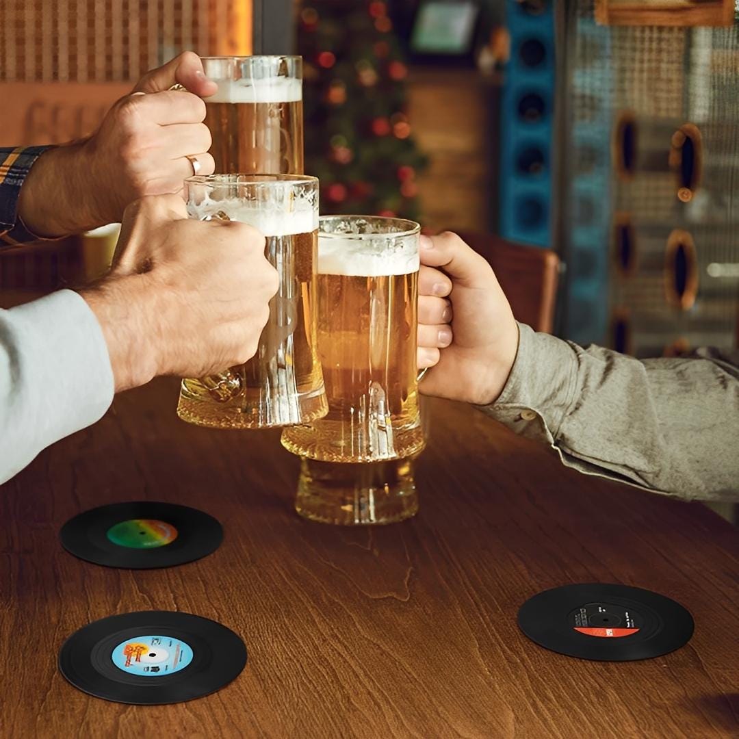 Custom Photo Mini Vinyl Record Coaster Set