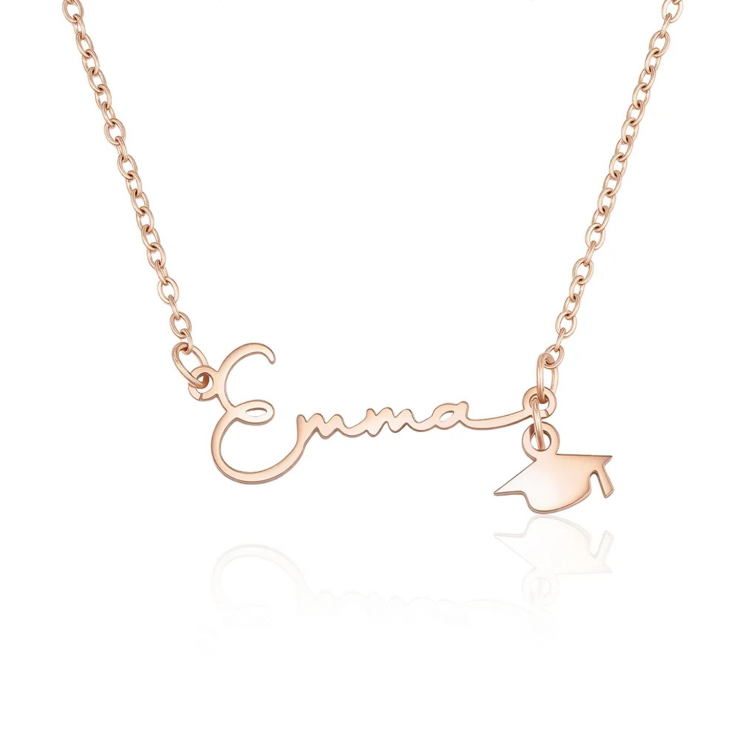 Dainty Graduation Cap Necklace with Name