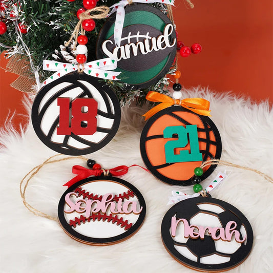 Custom Sports Christmas Ornament with Name & Number