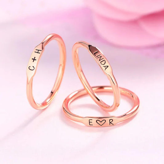 Custom Engraved Name Stackable Bar Ring