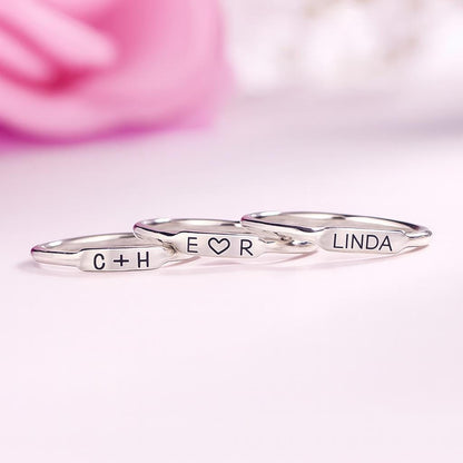 Custom Engraved Name Stackable Bar Ring
