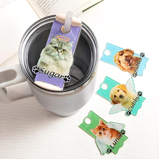 Pet Portrait Tumbler Name Tag