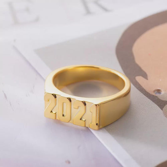 Custom Signet Ring with Name, Angel Number or Year