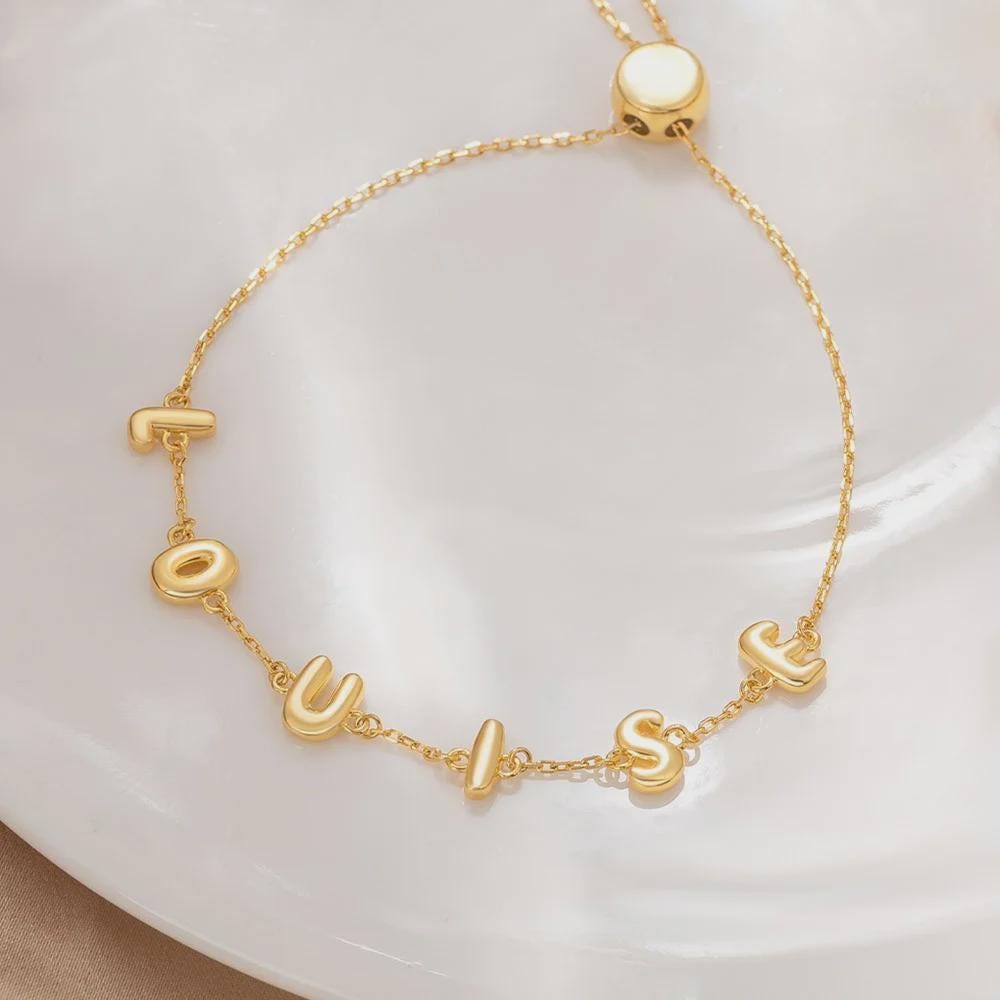 Custom 3D Bubble Letter Name Bracelet