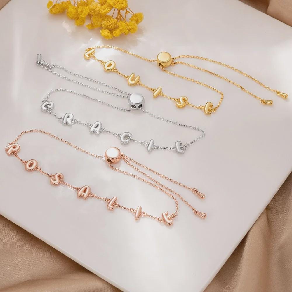 Custom 3D Bubble Letter Name Bracelet