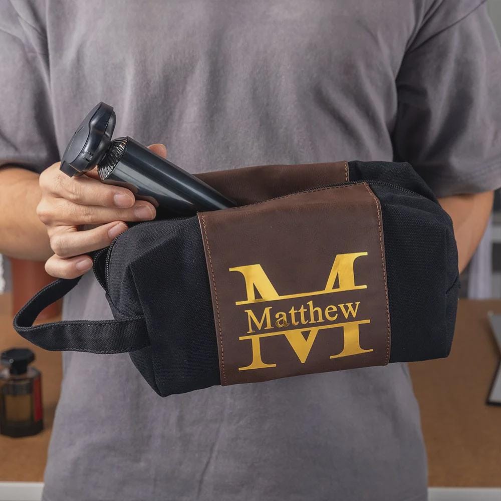 Custom Men’s Toiletry Bag with Name & Initial