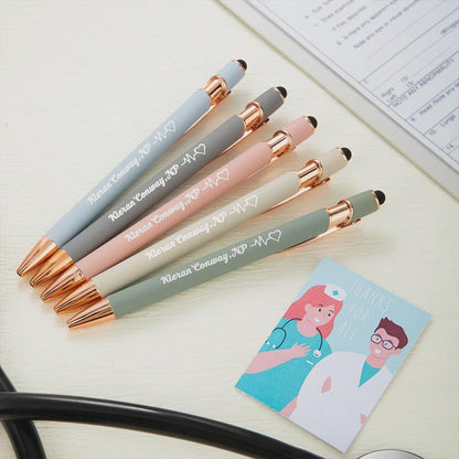 Personalized Medical Pens with EKG & Heart Icon, 5-Pack Pen Set
