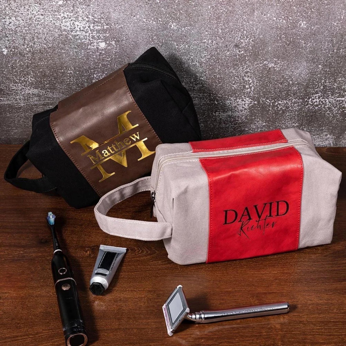 Custom Men’s Toiletry Bag with Name & Initial