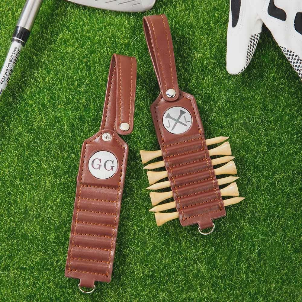 Custom Engraved  Leather Golf Tee Holder