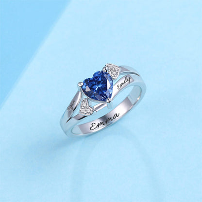 Personalized Daughter Heart Birthstone Ring