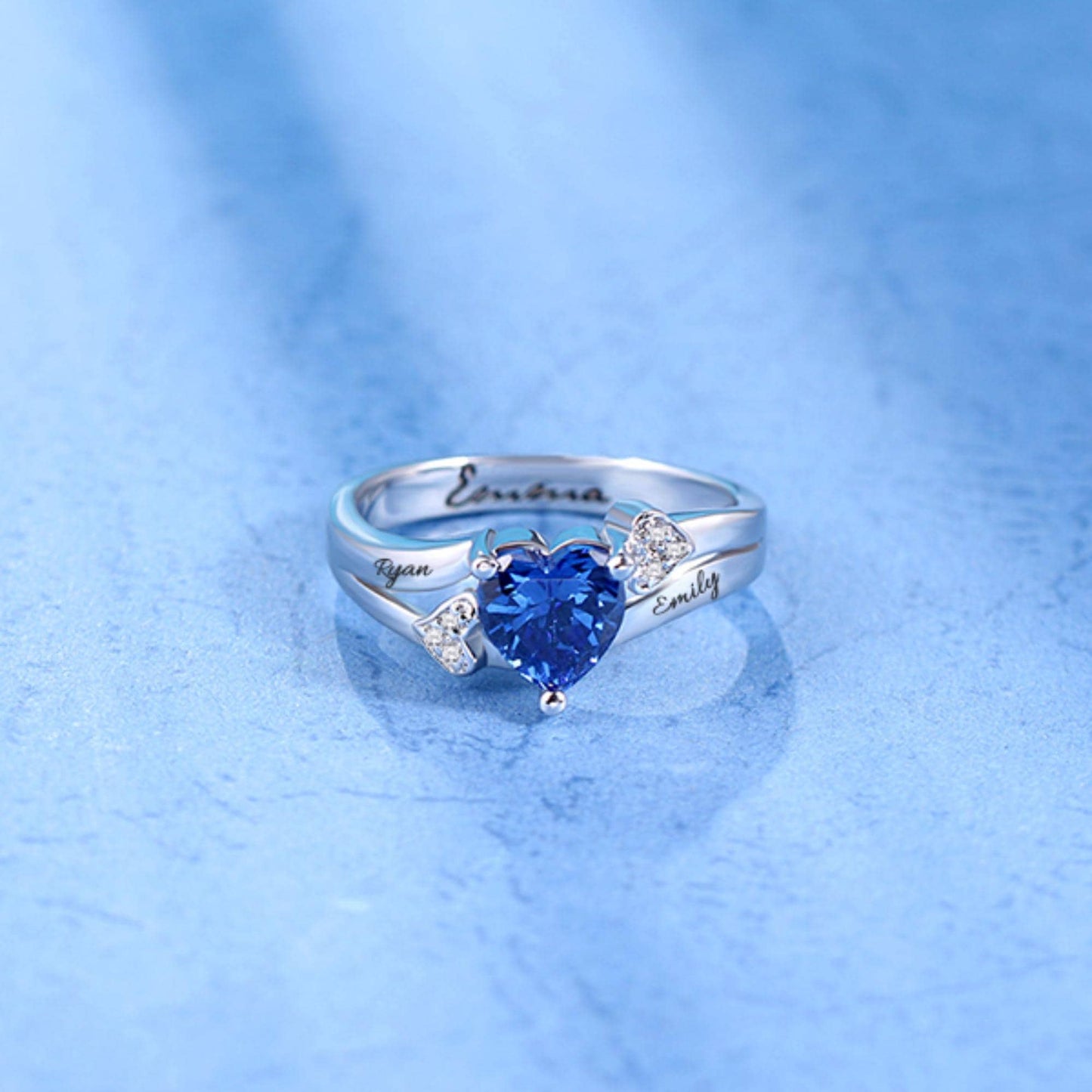 Personalized Daughter Heart Birthstone Ring