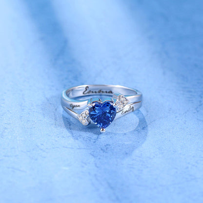 Personalized Daughter Heart Birthstone Ring