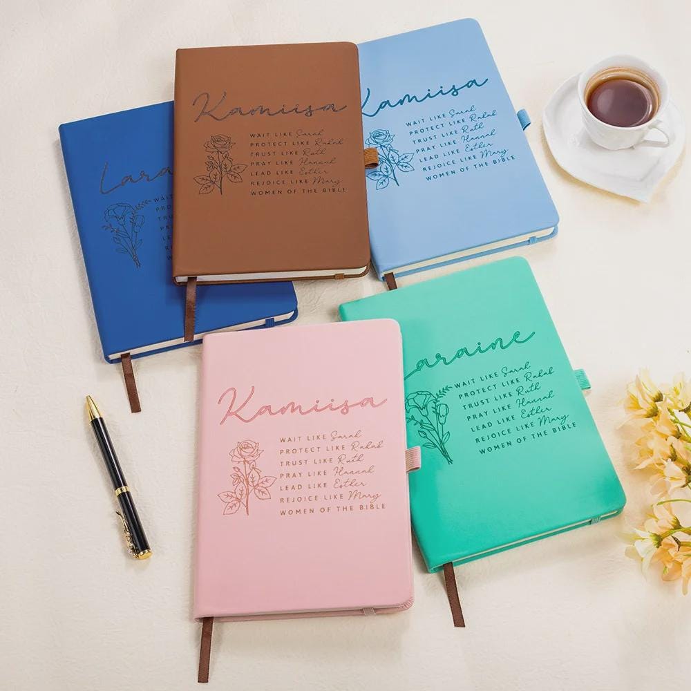 Personalized Bible Verse Notebook with Birth Flower