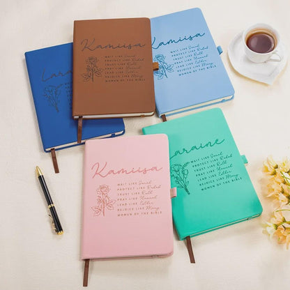 Personalized Bible Verse Notebook with Birth Flower