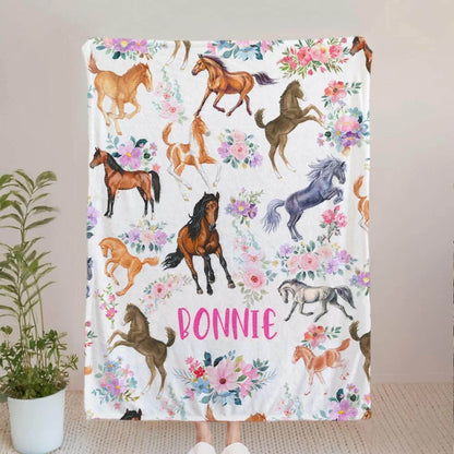 Custom Floral Horse Blanket with Name