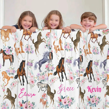 Custom Floral Horse Blanket with Name