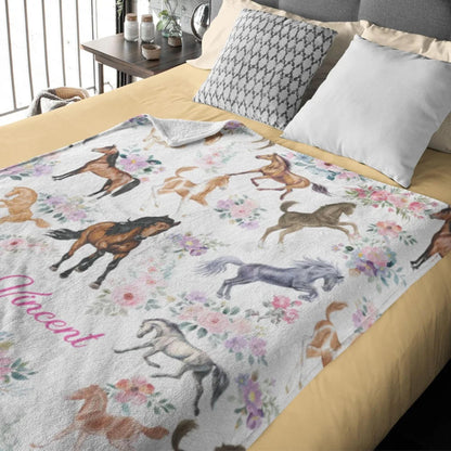 Custom Floral Horse Blanket with Name