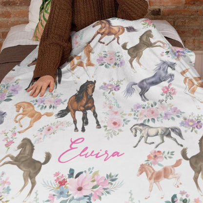 Custom Floral Horse Blanket with Name