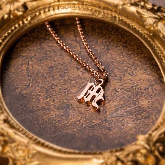 Custom Old English Initial Necklace