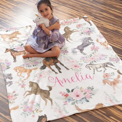 Custom Floral Horse Blanket with Name