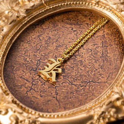 Custom Old English Initial Necklace