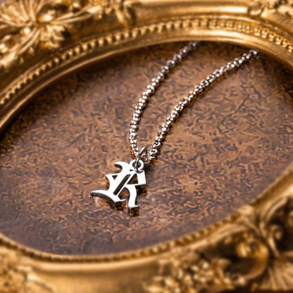 Custom Old English Initial Necklace