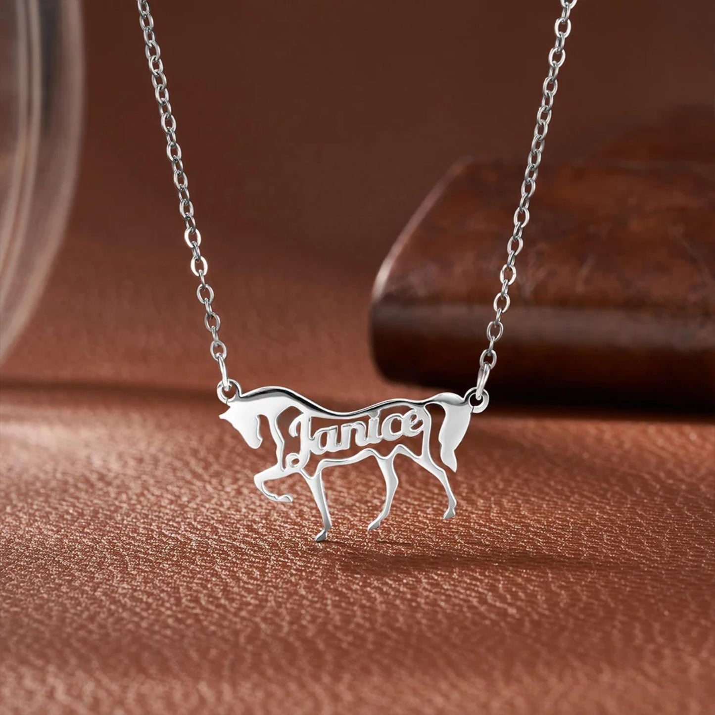 Personalized Name Running Horse Necklace