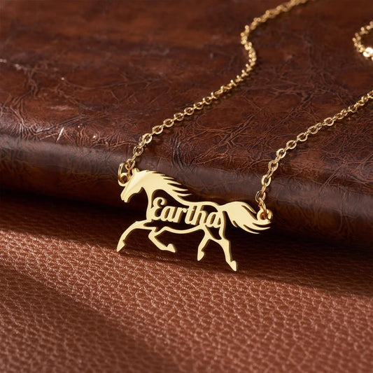 Personalized Name Running Horse Necklace