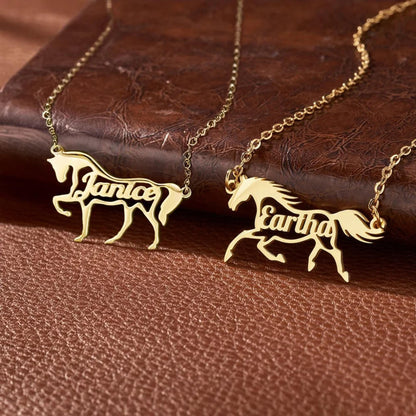 Personalized Name Running Horse Necklace