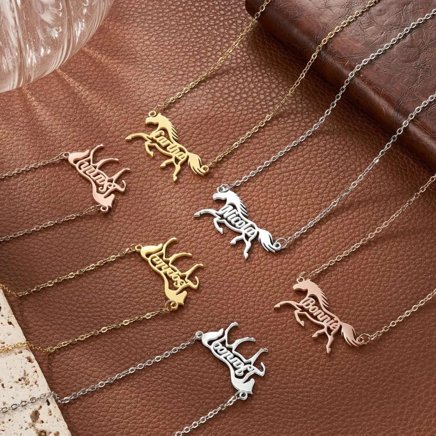 Personalized Name Running Horse Necklace