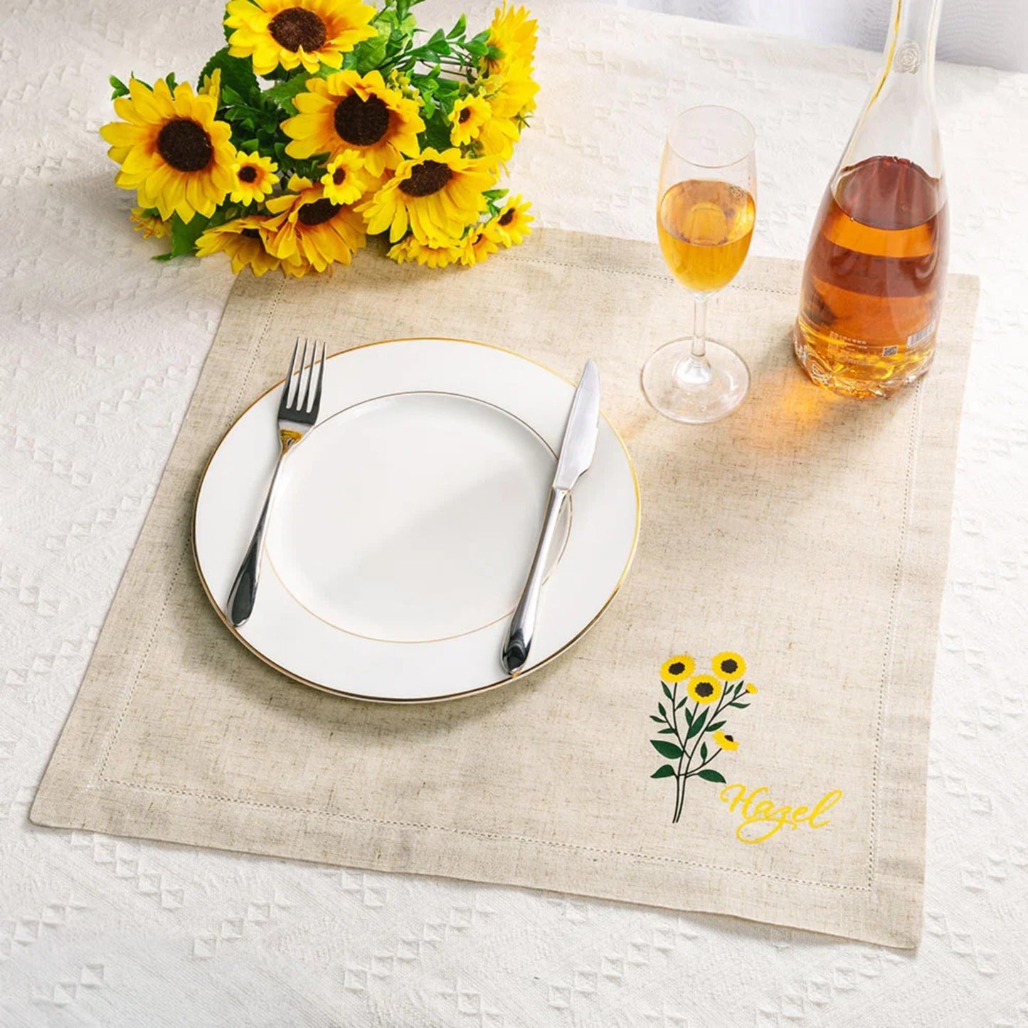 Personalized Handkerchief with Birth Flower and Name