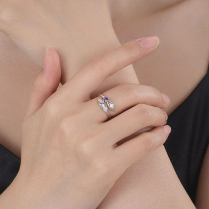 Personalized Hug Ring with Two Heart Birthstones