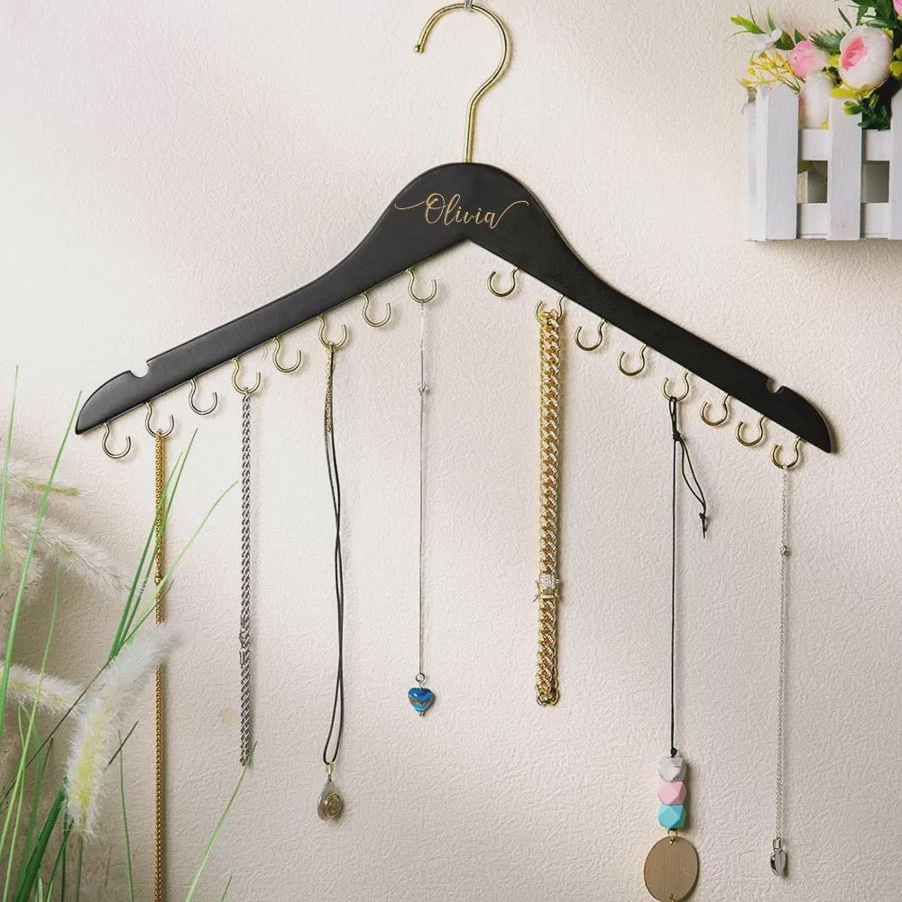 Customized Wooden Jewelry Hanger with Hooks
